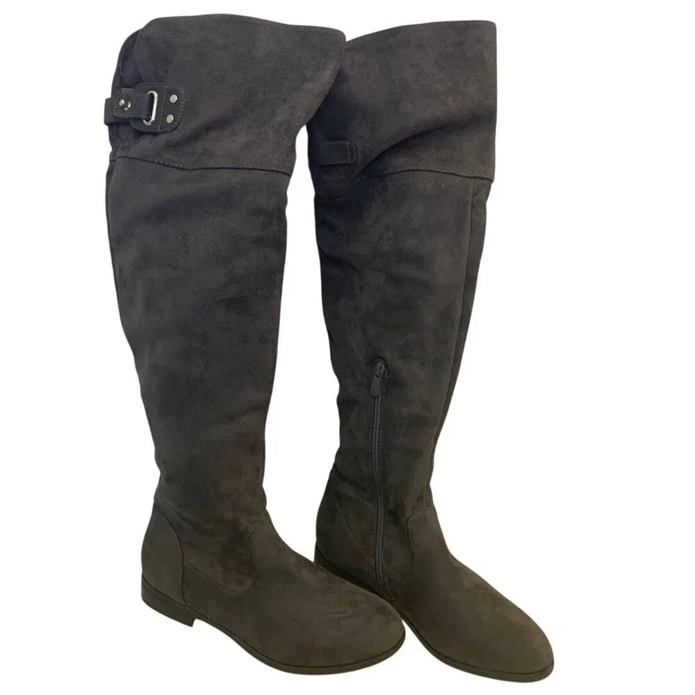 New Dream Pairs Womens US Size 7.5 Faux Suede Knee High Low Heel Fashion Boots